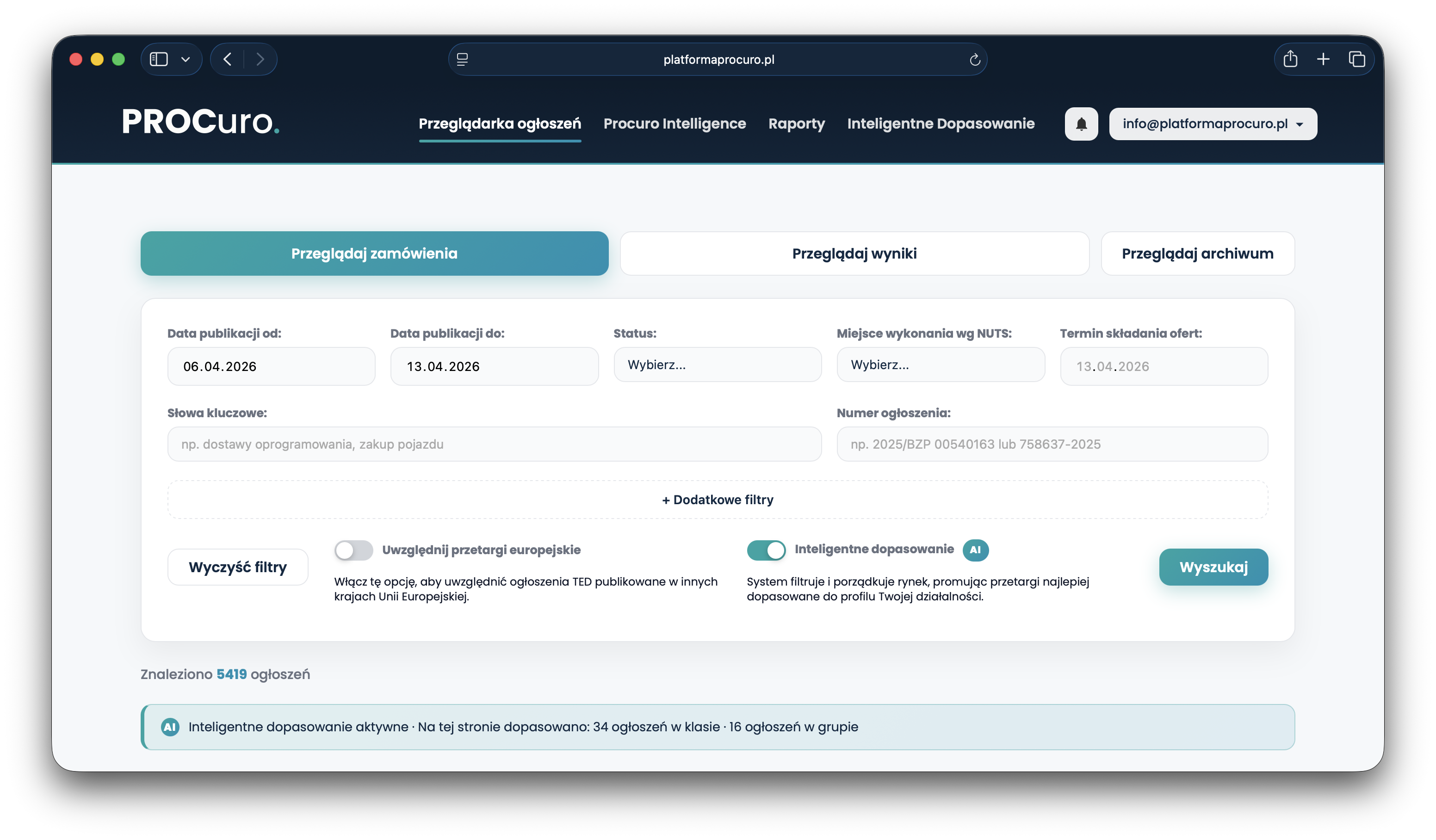 Procuro — przeglądarka ogłoszeń